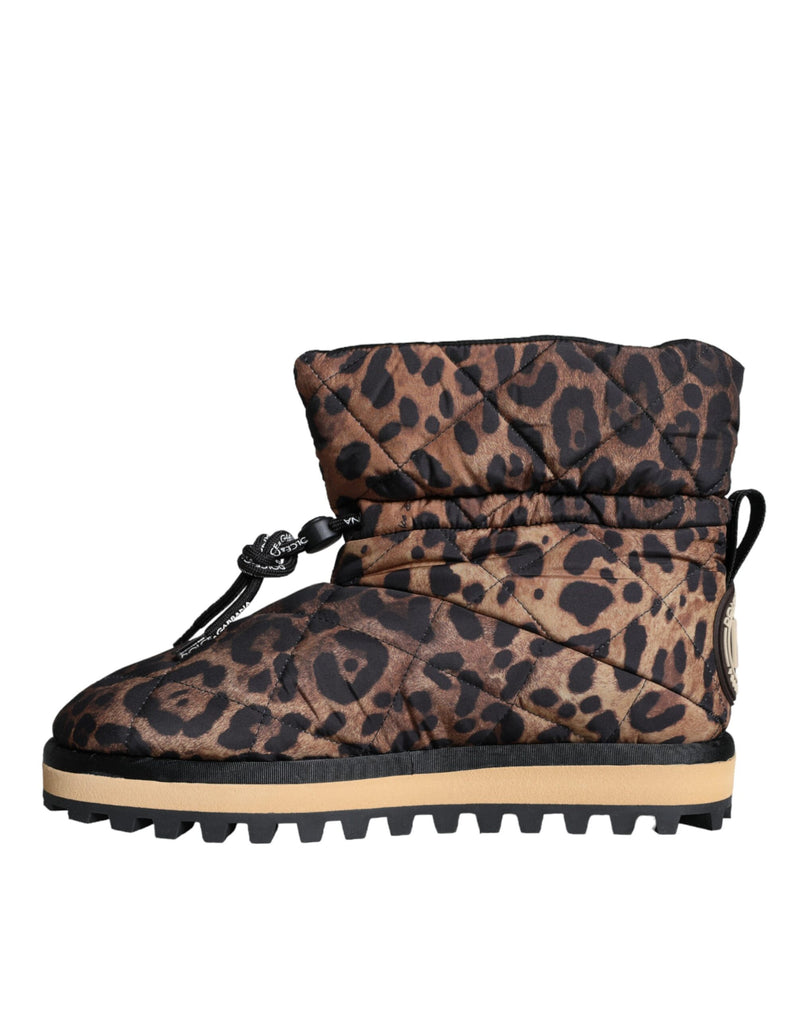 Brown Leopard Ankle Boots Padded Shoes Dolce & Gabbana