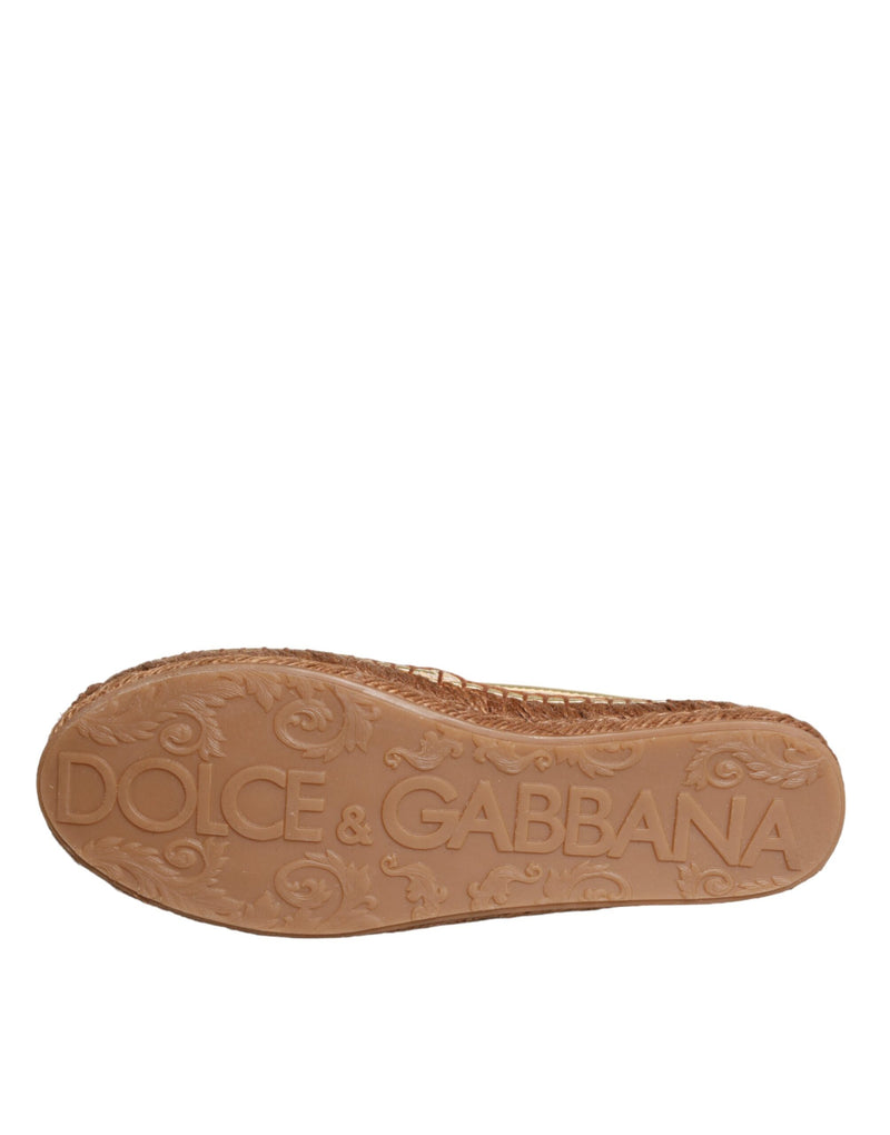 Gold Leather Loafers Flats Espadrille Shoes Dolce & Gabbana