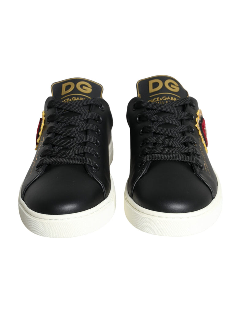 Black Portofino Sacred Heart Sneakers Shoes Dolce & Gabbana