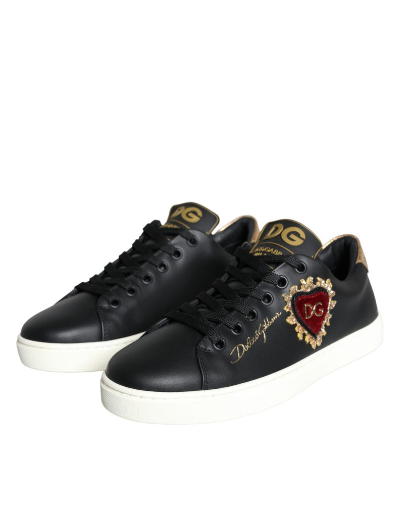 Black Portofino Sacred Heart Sneakers Shoes Dolce & Gabbana