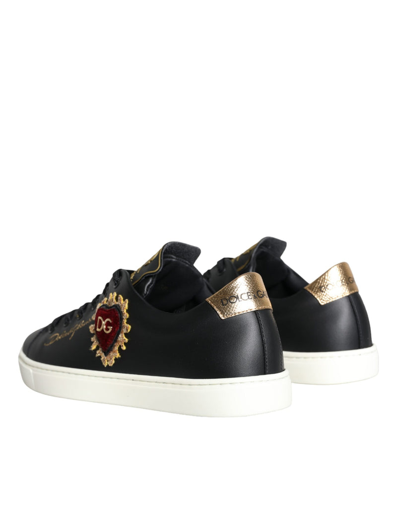 Black Portofino Sacred Heart Sneakers Shoes Dolce & Gabbana