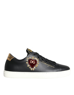 Black Portofino Sacred Heart Sneakers Shoes Dolce & Gabbana