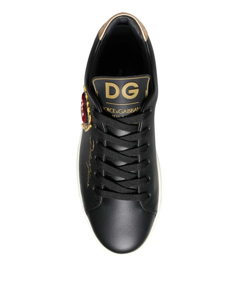 Black Portofino Sacred Heart Sneakers Shoes Dolce & Gabbana