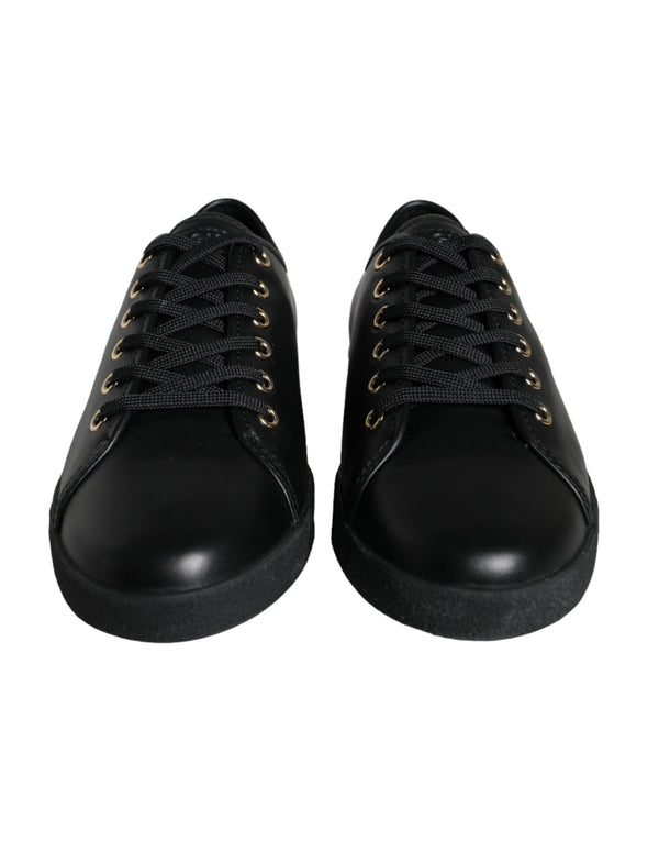 Black Gold Leather Classic Sneakers Shoes Dolce & Gabbana