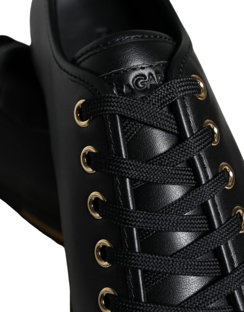 Black Gold Leather Classic Sneakers Shoes Dolce & Gabbana