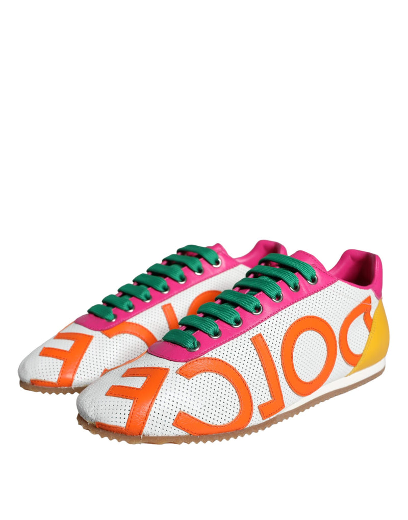 Multicolor Leather Logo Casual Sneakers Shoes Dolce & Gabbana