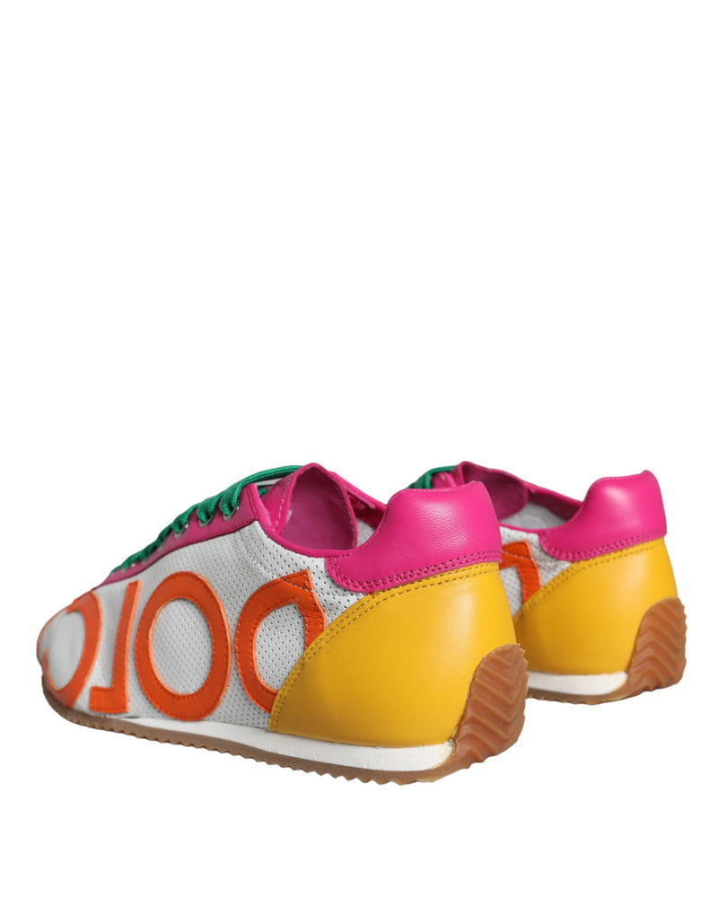 Multicolor Leather Logo Casual Sneakers Shoes Dolce & Gabbana