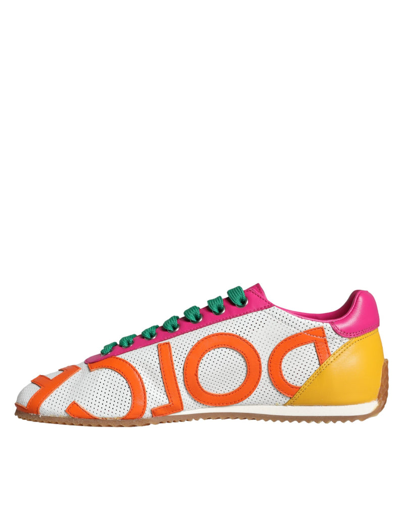 Multicolor Leather Logo Casual Sneakers Shoes Dolce & Gabbana