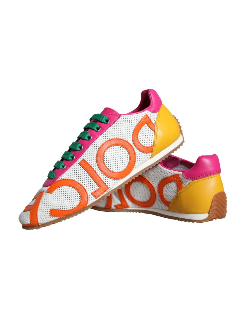 Multicolor Leather Logo Casual Sneakers Shoes Dolce & Gabbana