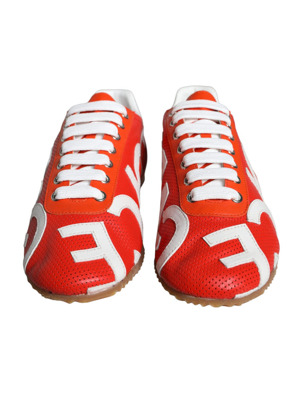 Red White Leather Logo Casual Sneakers Shoes Dolce & Gabbana