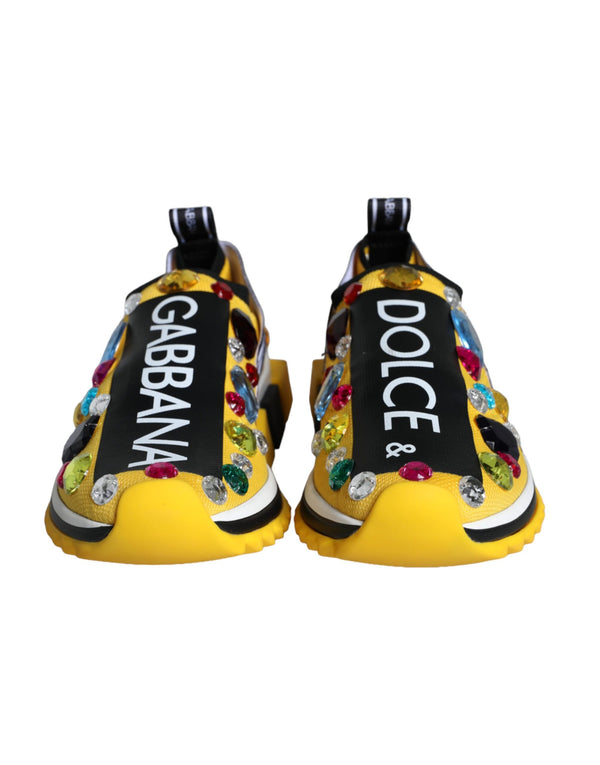 Yellow Sorrento Crystals Sneakers Womens Shoes Dolce & Gabbana