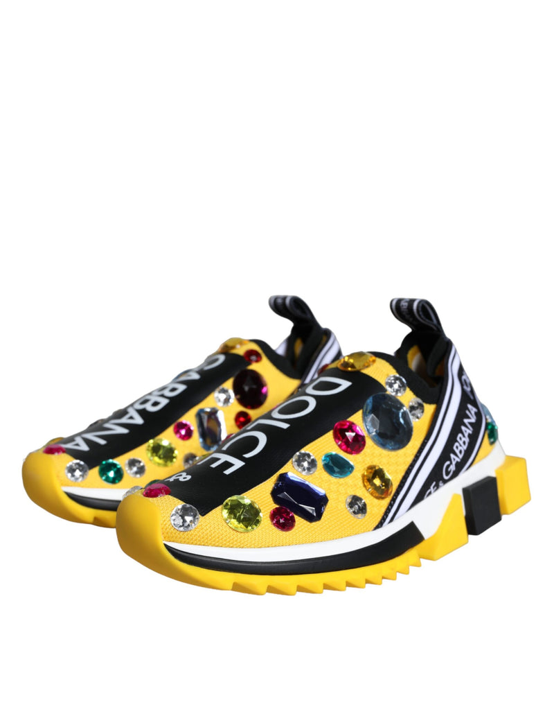 Yellow Sorrento Crystals Sneakers Womens Shoes Dolce & Gabbana