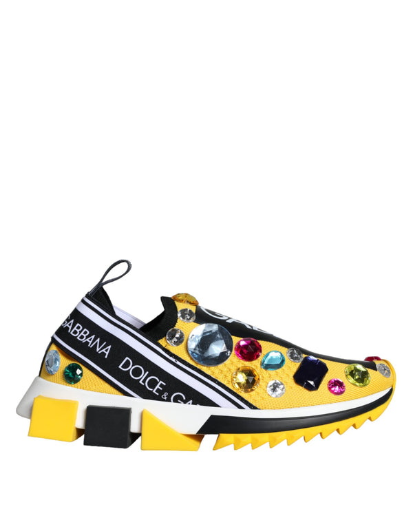 Yellow Sorrento Crystals Sneakers Womens Shoes Dolce & Gabbana