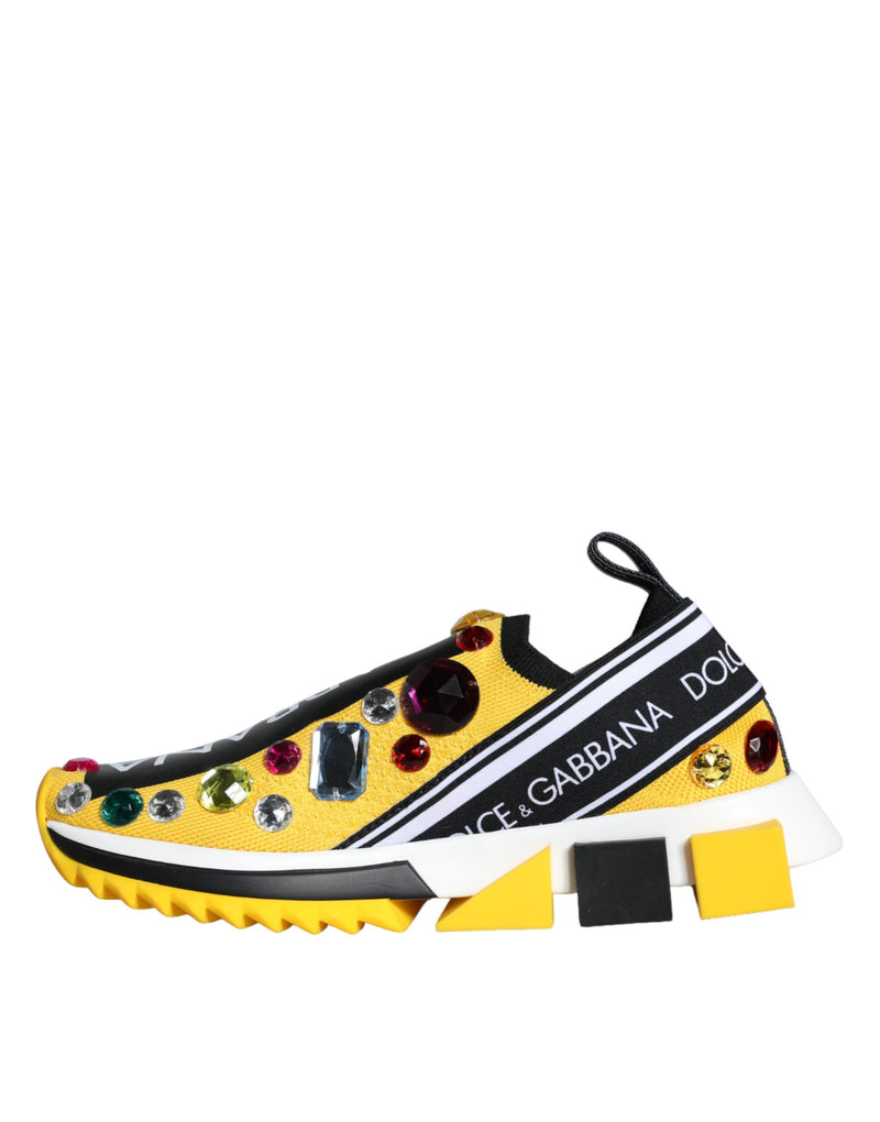 Yellow Sorrento Crystals Sneakers Womens Shoes Dolce & Gabbana