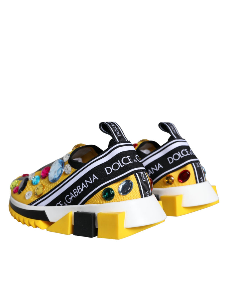 Yellow Sorrento Crystals Sneakers Womens Shoes Dolce & Gabbana