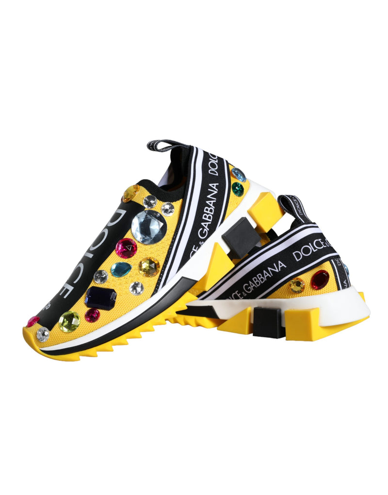 Yellow Sorrento Crystals Sneakers Womens Shoes Dolce & Gabbana