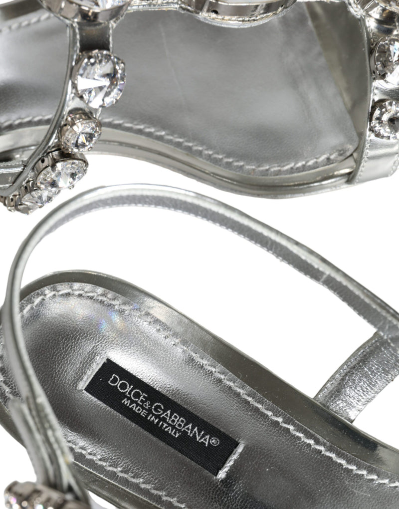 Silver Crystal Sandals Flats Flip Flops Shoes Dolce & Gabbana