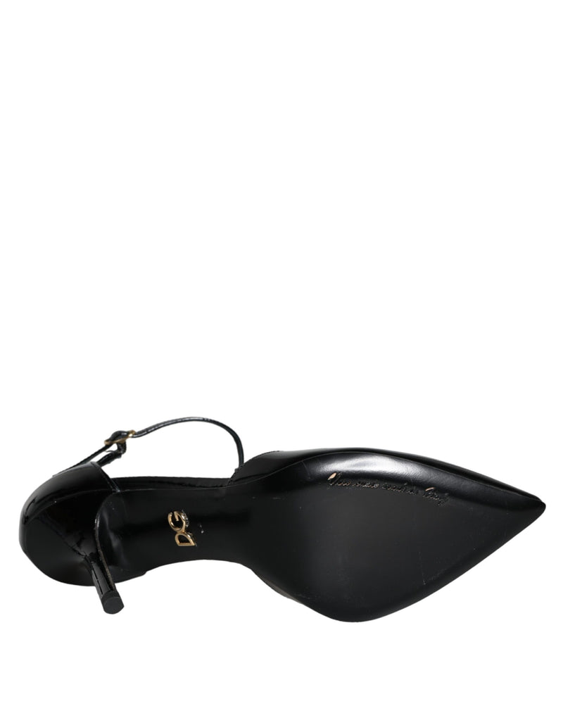 Black Leather T-strap Stiletto High Heels Shoes Dolce & Gabbana