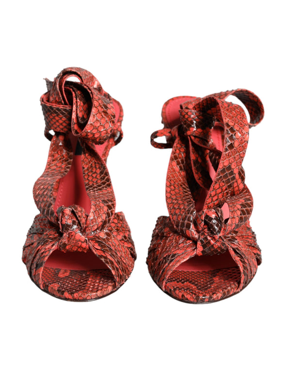 Coral Exotic Leather Heels Sandals Shoes Dolce & Gabbana