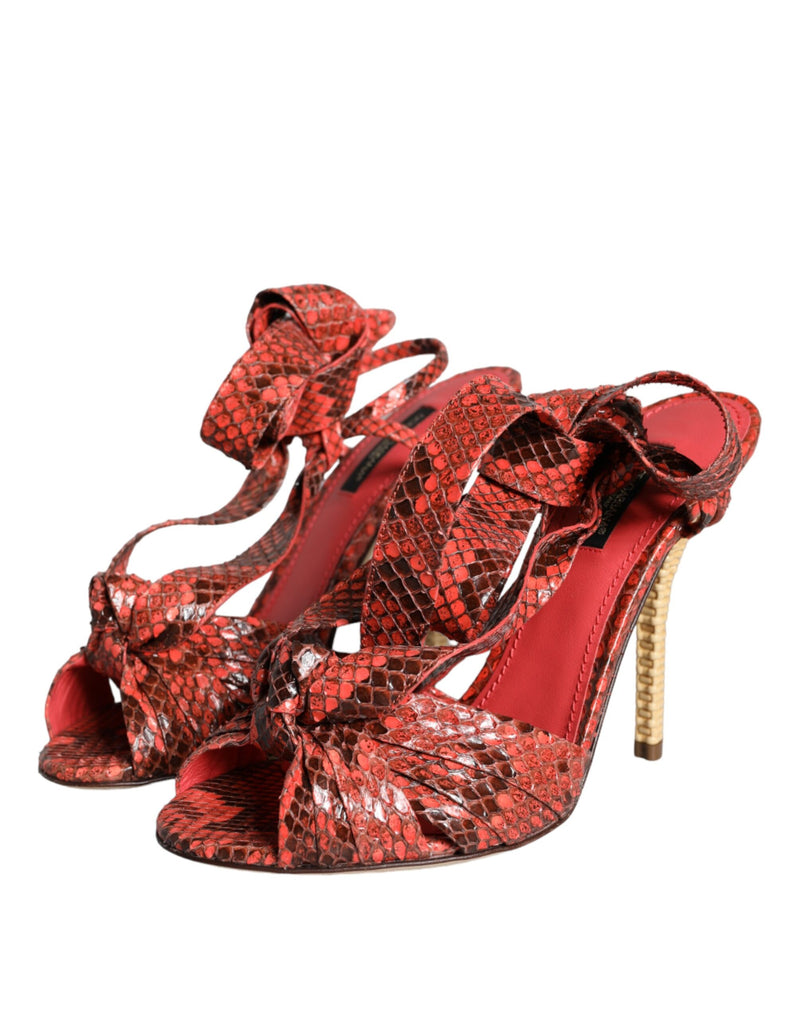 Coral Exotic Leather Heels Sandals Shoes Dolce & Gabbana