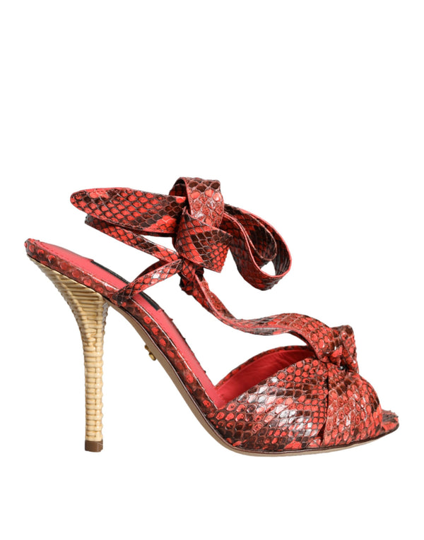 Coral Exotic Leather Heels Sandals Shoes Dolce & Gabbana