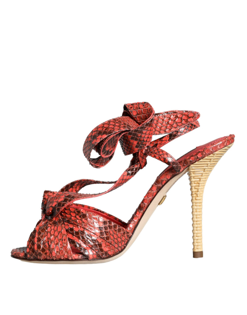 Coral Exotic Leather Heels Sandals Shoes Dolce & Gabbana