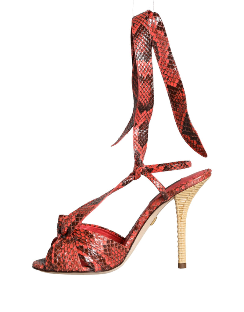 Coral Exotic Leather Heels Sandals Shoes Dolce & Gabbana