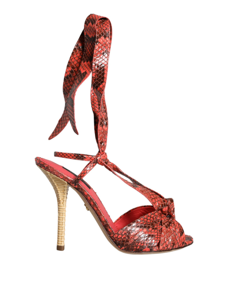 Coral Exotic Leather Heels Sandals Shoes Dolce & Gabbana