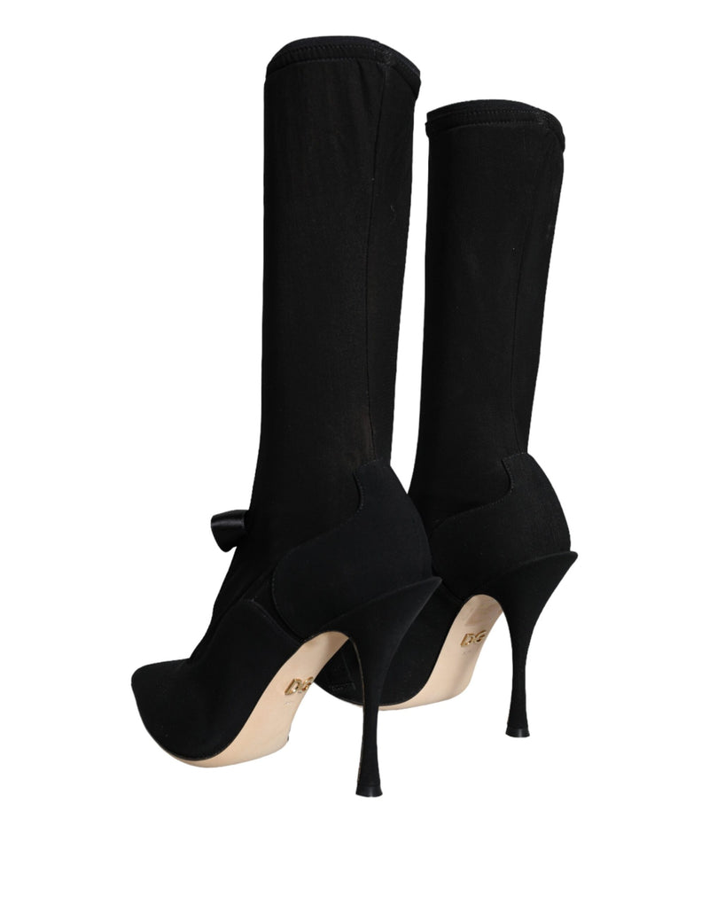 Black Stiletto Heels Mid Calf Boots Shoes Dolce & Gabbana