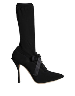 Black Stiletto Heels Mid Calf Boots Shoes Dolce & Gabbana