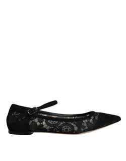 Black Taormina Lace Bellucci Flats Shoes Dolce & Gabbana