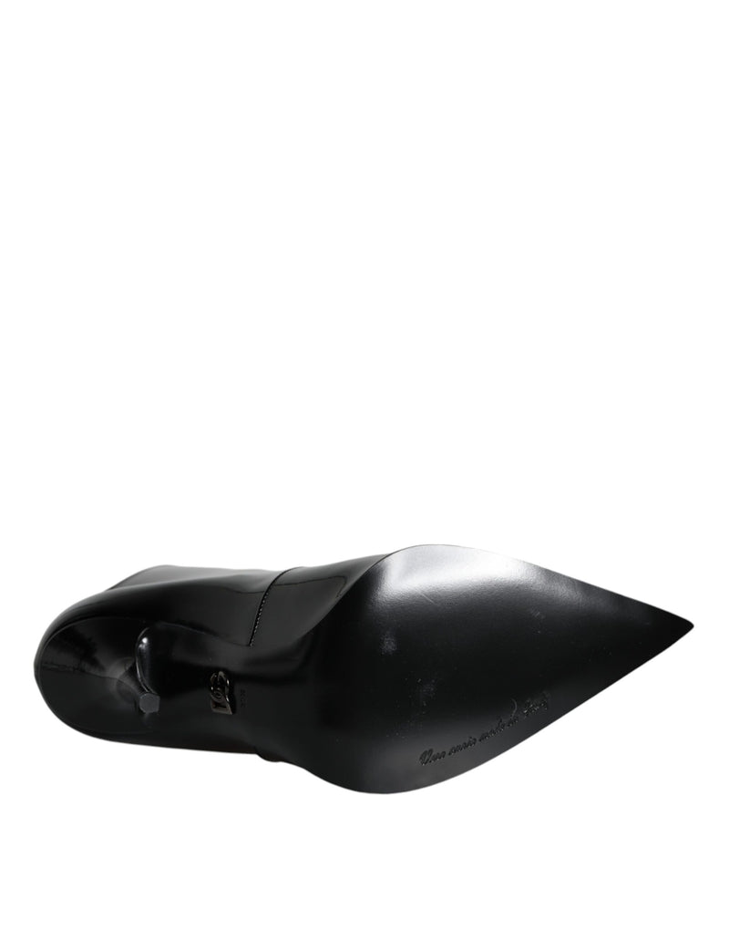 Black Patent Leather Pointed Ankle Boots Shoes Dolce & Gabbana