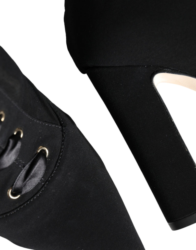 Black Jersey Stretch Ankle Booties Shoes Dolce & Gabbana