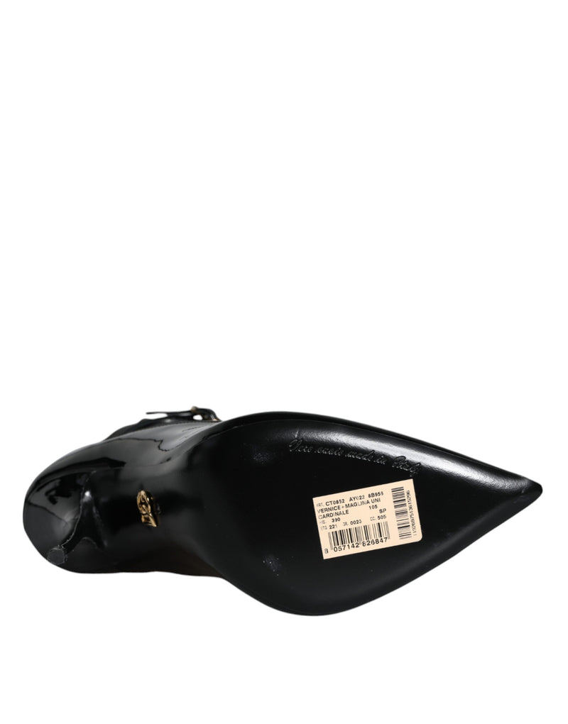 Black Leather Stilettos Booties Socks Shoes Dolce & Gabbana