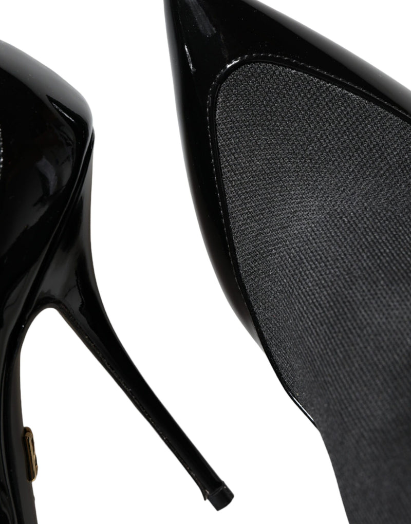 Black Leather Stilettos Booties Socks Shoes Dolce & Gabbana