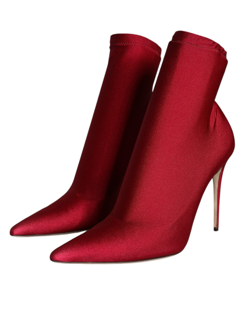 Cherry Red Stretch Stilettos Ankle Boot Shoes Dolce & Gabbana