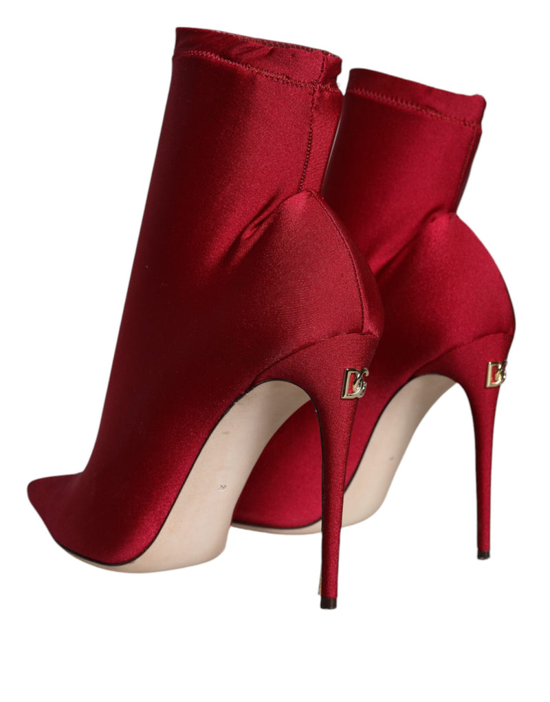 Cherry Red Stretch Stilettos Ankle Boot Shoes Dolce & Gabbana