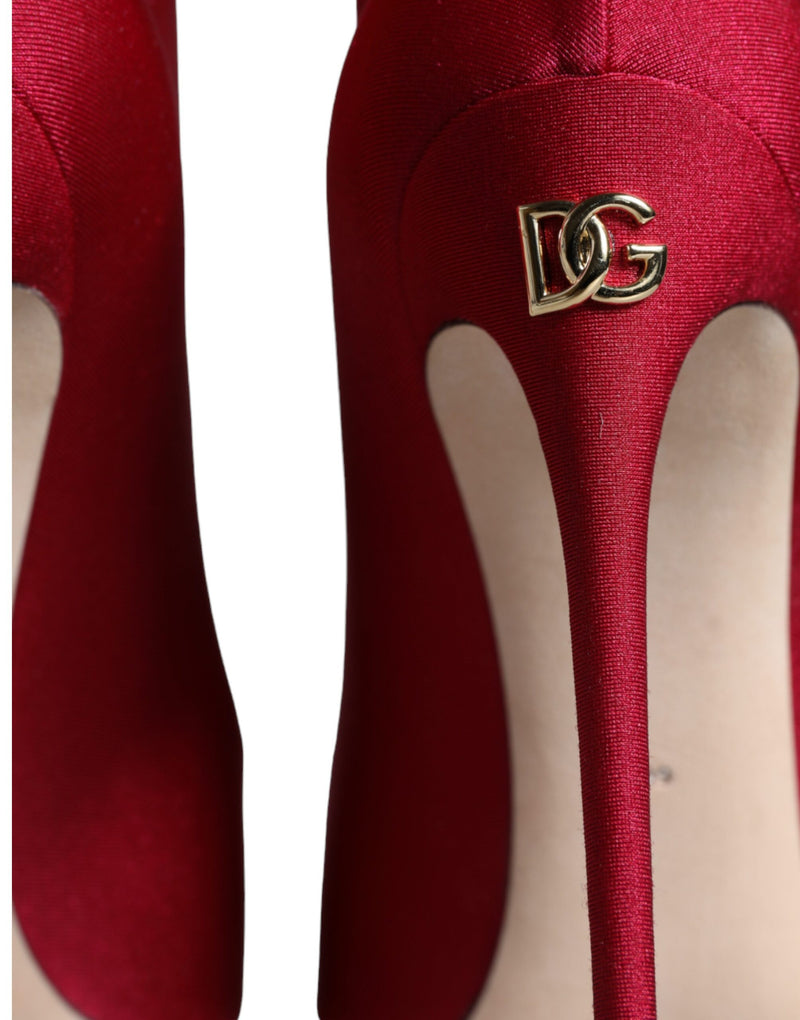 Cherry Red Stretch Stilettos Ankle Boot Shoes Dolce & Gabbana