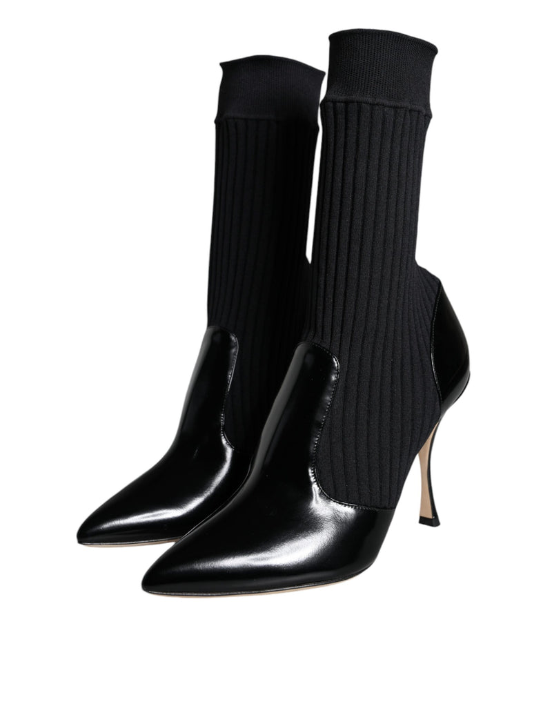 Black Stretch Stilettos Booties Socks Shoes Dolce & Gabbana