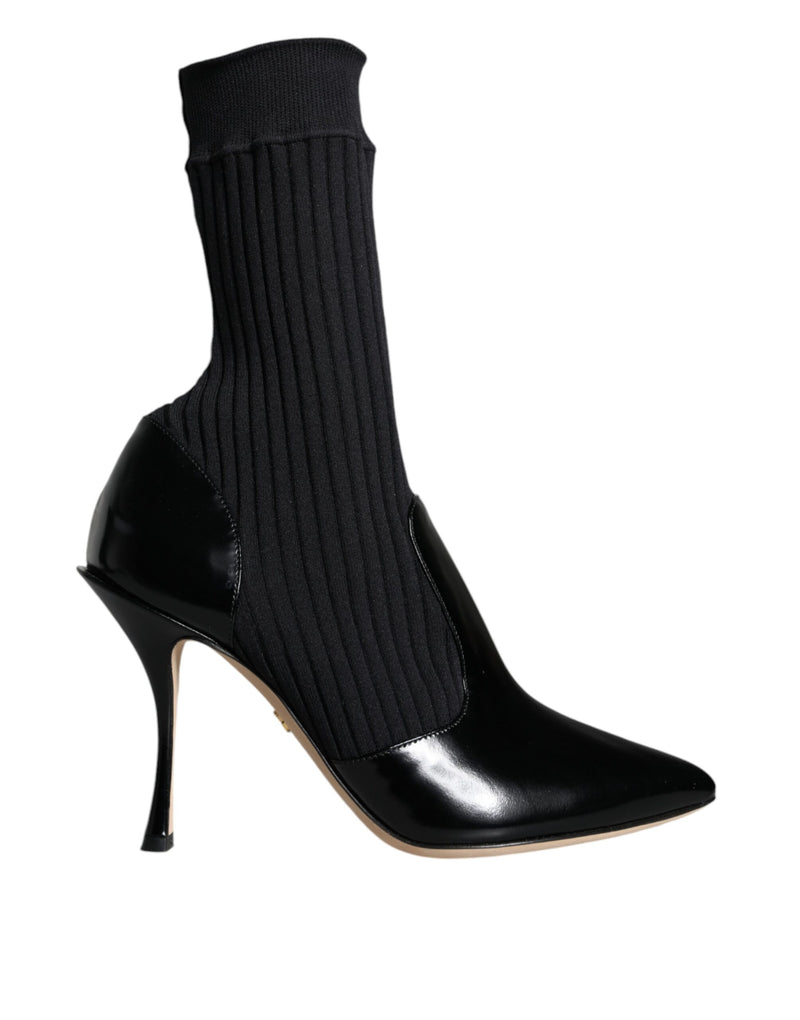 Black Stretch Stilettos Booties Socks Shoes Dolce & Gabbana