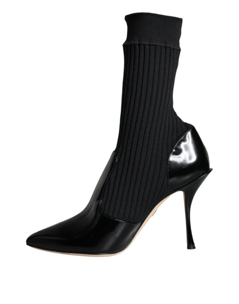 Black Stretch Stilettos Booties Socks Shoes Dolce & Gabbana