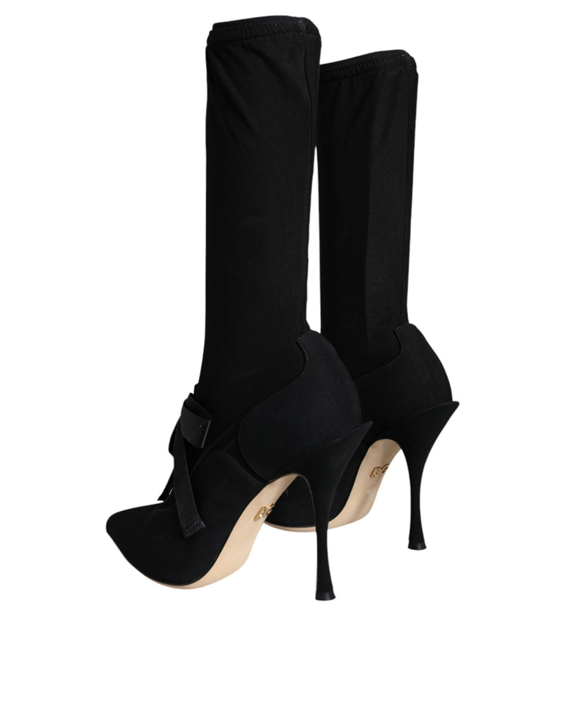 Black Stiletto Heels Mid Calf Boots Shoes Dolce & Gabbana