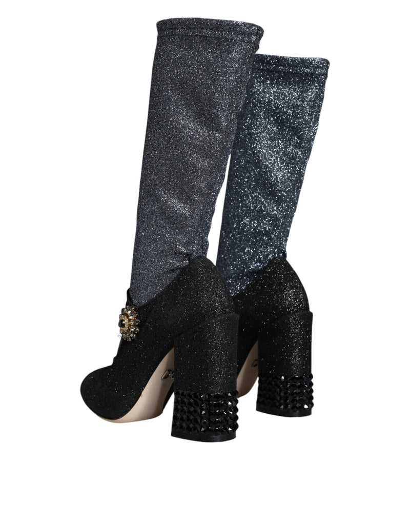 Black Crystal Mary Janes Booties Shoes Dolce & Gabbana