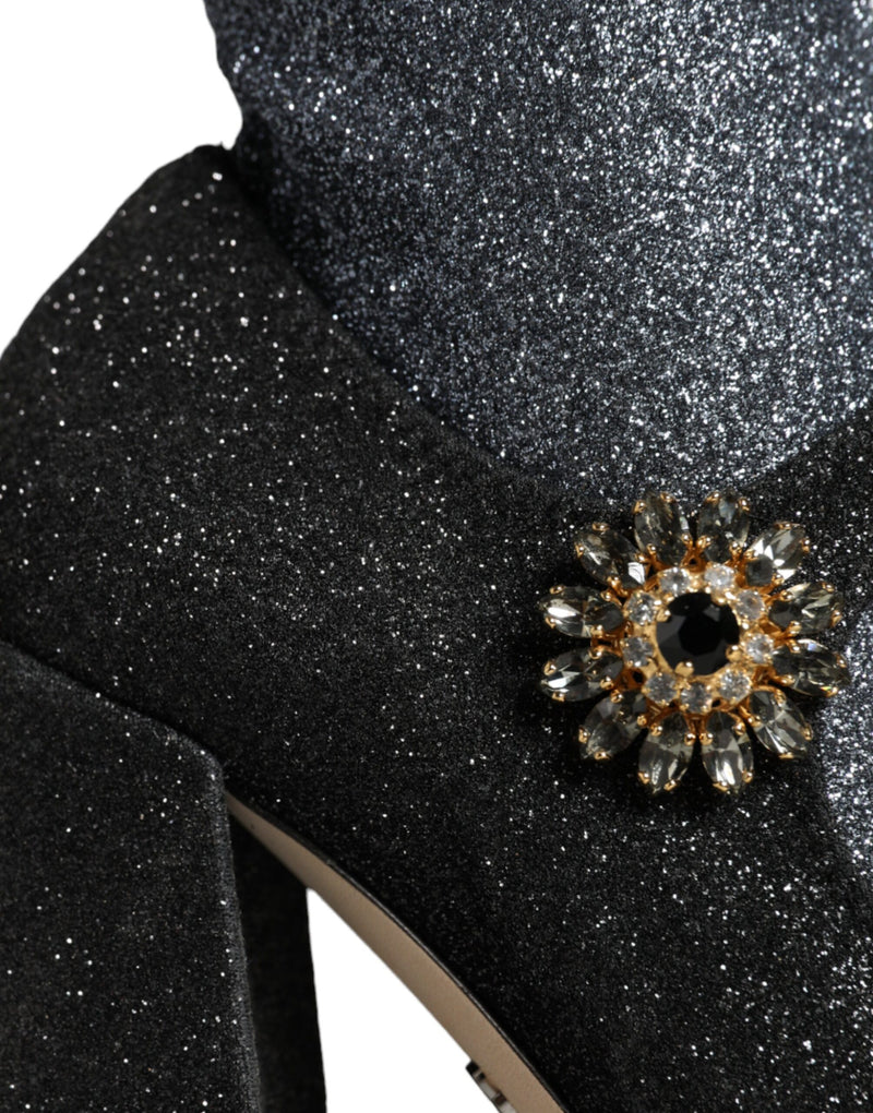 Black Crystal Mary Janes Booties Shoes Dolce & Gabbana