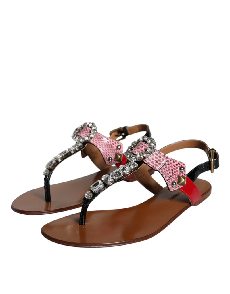 Multicolor Crystal Sandals Flip Flops Shoes Dolce & Gabbana