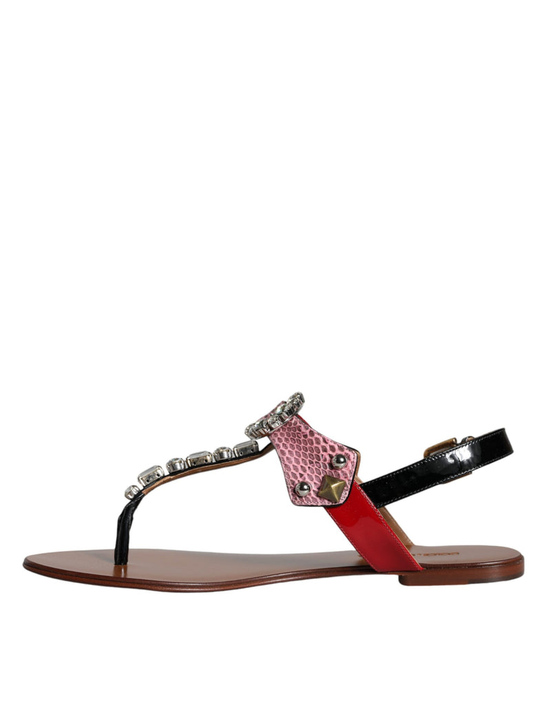 Multicolor Crystal Sandals Flip Flops Shoes Dolce & Gabbana