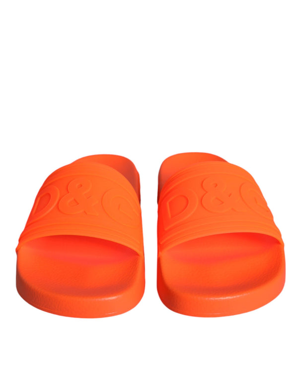 Orange Rubber Slides Sandals Beachwear Shoes Dolce & Gabbana