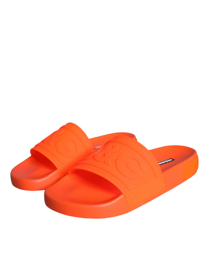 Orange Rubber Slides Sandals Beachwear Shoes Dolce & Gabbana