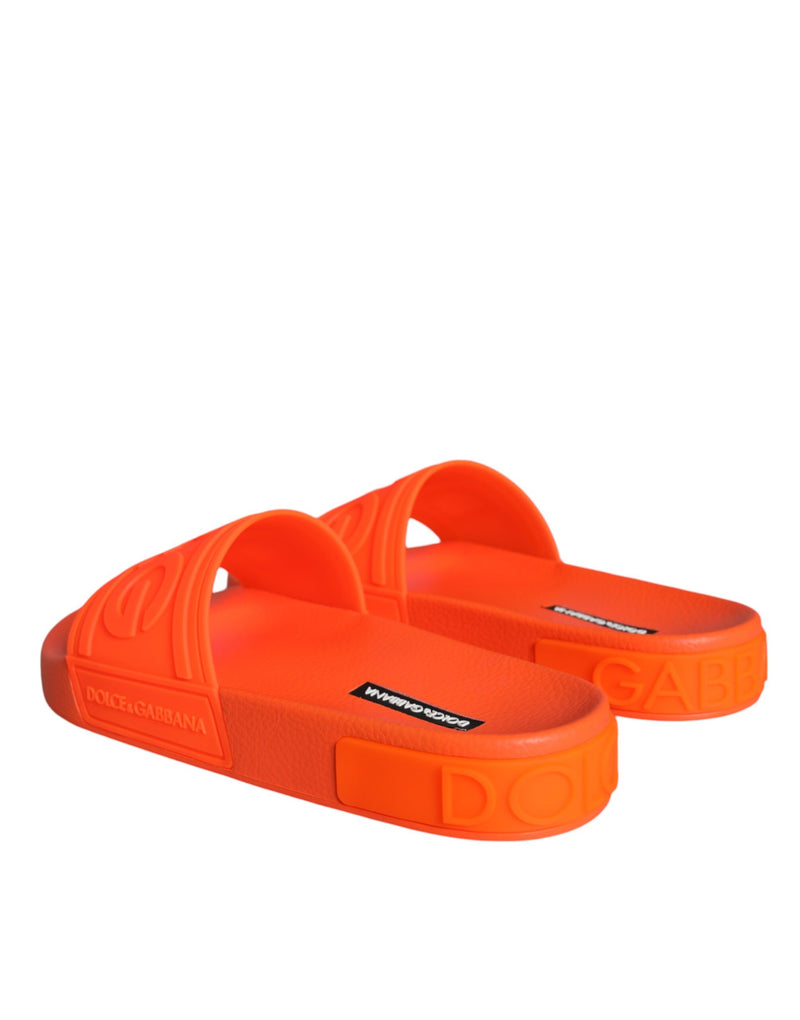 Orange Rubber Slides Sandals Beachwear Shoes Dolce & Gabbana