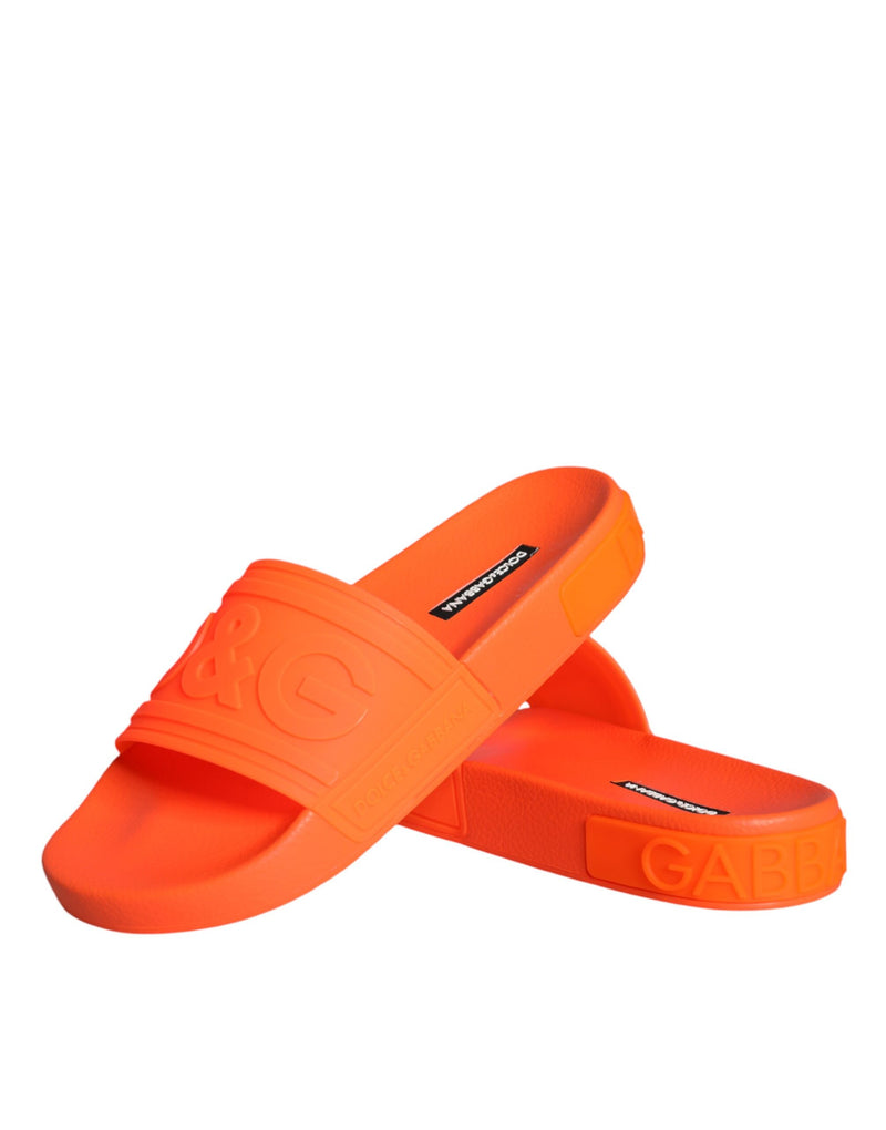 Orange Rubber Slides Sandals Beachwear Shoes Dolce & Gabbana